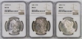 Lot of (3) Morgan Silver Dollars all (NGC) MS62.