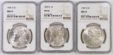 Lot of (3) Morgan Silver Dollars all (NGC) MS63.