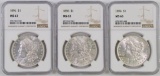 Lot of (3) 1896 P Morgan Silver Dollars all (NGC) MS63.