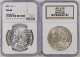 Lot of (2) Morgan Silver Dollars both (NGC) MS64.