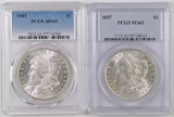 Lot of (2) Morgan Silver Dollars both (PCGS) MS63.