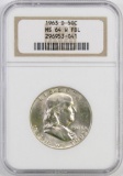 1963 D Franklin Silver Half Dollar (NGC) MS64FBL.