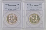 Lot of (2) Franklin Silver Half Dollars both (PCGS) Certified MS64FBL.