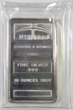 NTR Metal .999 Fine Silver 10oz. Ingot.