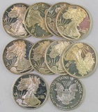 Lot of (10) One Half Troy Ounce Silver Eagle Silver Rounds.