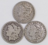 Lot of (3) 1893 P Morgan Silver Dollars.