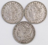 Lot of (3) 1893 P Morgan Silver Dollars.