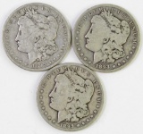 Lot of (3) 1893 O Morgan Silver Dollars.