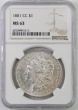 1881 CC Morgan Silver Dollar (NGC) MS63.