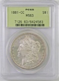 1881 CC Morgan Silver Dollar (PCGS) MS63.