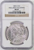 1885 O Morgan Silver Dollar (NGC) MS63.