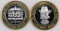 Lot of (2) Limited Edition Ten Dollar .999 Silver Casino Gaming Tokens.