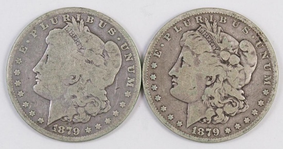 Lot of (2) 1879 P Morgan Silver Dollars.