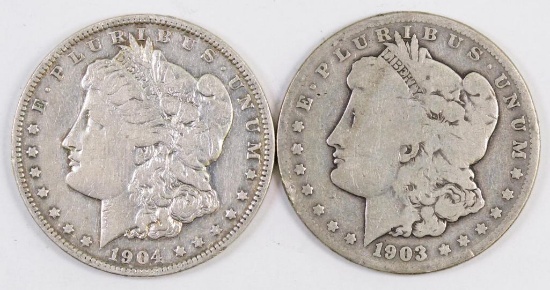 Lot of (2) Morgan Silver Dollars.