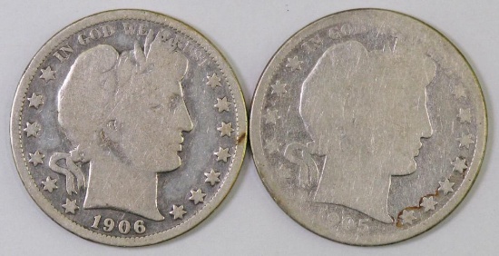 Lot of (2) Barber Silver Half Dollars.