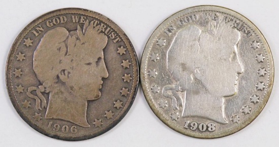 Lot of (2) Barber Silver Half Dollars.