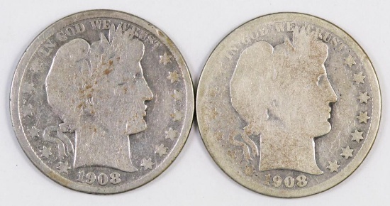 Lot of (2) Barber Silver Half Dollars.