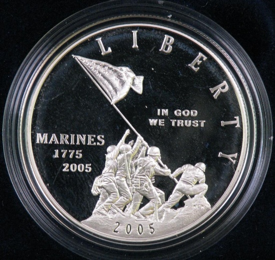 2005 Marine Corps 230th Anniversary Proof Commemorative Silver Dollar.