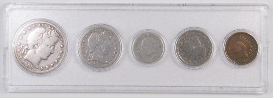 5-Coin U.S. Type Set 1902-1911.
