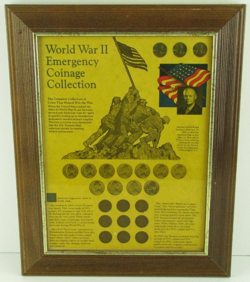 Decorative Display World War II Emergency Coinage Collection in Frame.
