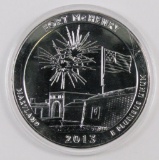 2013 Five Ounce Silver ATB Fort McHenry.