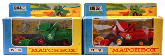 Group of 2 Matchbox King Size K-9 Combine Harvesters Die-Cast Vehicles with Original Boxes