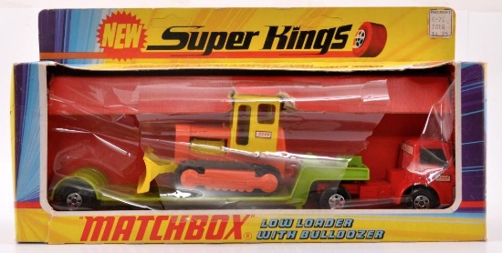 Matchbox Super Kings K-17 Low Loader with Bulldozer Die-Cast Vehicle with Original Box