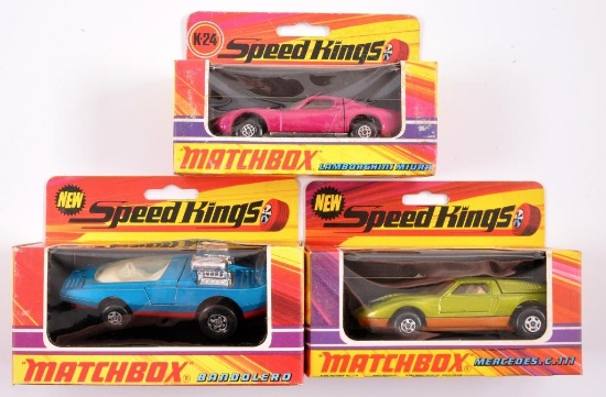 Group of 3 Matchbox Speed Kings Die-Cast Cars with Original Boxes