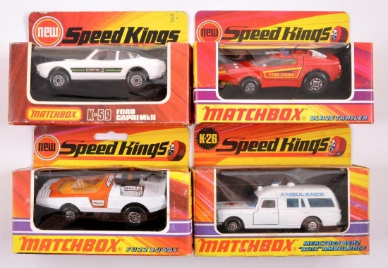 Group of 4 Matchbox Speed Kings Die-Cast Vehicles with Original Boxes