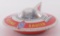 Haji Japanese Tin Litho Flying Saucer Friction Toy