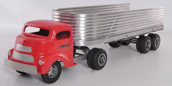 Smith Miller "Smitty Toys" Pressed Steel Semi Truck and Trailer