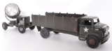 Marx Lumar Pressed Steel US Army Truck with Search Light Trailer