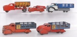 Group of 5 Marx Pressed Steel Delivery Trucks