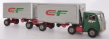Consolidated Freightways Tin Friction Semi Truck with 2 Trailers