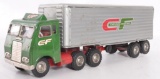 Consolidated Freightways Tin Friction Semi Truck with Trailer