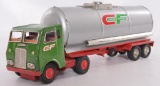 Consolidated Freightways Tin Friction Semi Truck with Tanker Trailer