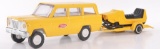 Mini Tonka Pressed Steel Jeep Station Wagon with Snowmobile and Trailer