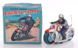 TT Japanese Tin Litho Highway Patrol Cycle Friction Toy with Original Box