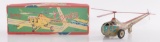 Japanese Tin Litho US Air Force Friction Toy Helicopter with Original Box