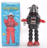 ST KO Japanese Tin Litho Action Planet Robot Wind UP Toy with Original Box
