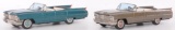 Group of 2 Bandi Japanese Tin Litho Cadillac Friction Toy Convertibles