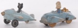 Group of 2 Antique Walt Disney Mickey Mouse and Donald Duck Vehicles