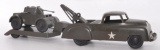 Vintage US Army Plastic Tow Truck with Trailer and Tank