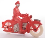 Vintage Aubrun Rubber Police Motorcycle Toy