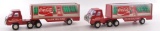 Group of 2 Buddy L Coca Cola Pressed Steel Delivery Semi Trucks and Trailers