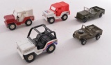 Group of 5 Die-Cast Toy Jeeps