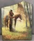 Painting on stone of Native American couple with horse