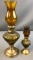 Group of Vintage oil lamps with amber glass