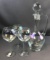 Crystal clear pearlescent handcrafted wine glasses and decanter