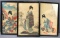 Group of 3 Framed Woodblock prints of Geisha girls